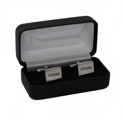 Engraved Cufflinks London - Brushed Matt Silver Finish